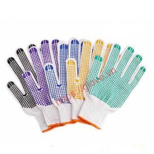 Bao tay poly dệt máy 10 kim phủ hạt nhựa loại 60g