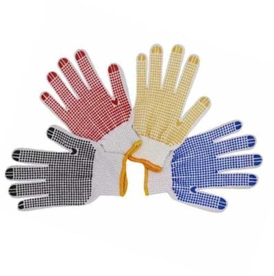 Bao tay cotton dệt máy 10 kim phủ hạt nhựa loại 80g