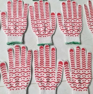 Bao tay cotton dệt máy 10 kim phủ hạt nhựa loại 50g