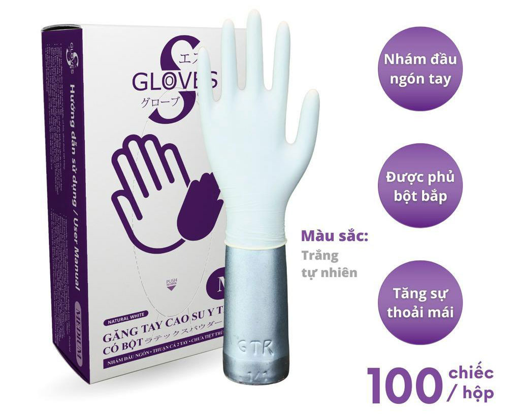 Găng tay cao su Sgloves Latex có bột 4.9g